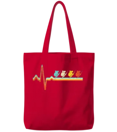 Koala Bear Retro Heartbeat Tote Bags - Red