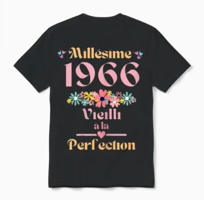 58 Ans Femme 1966 Idée Cadeau Anniversaire Drôle Humour Mam T-Shirt, Black, Female X-Small Unisex T-Shirt - Black