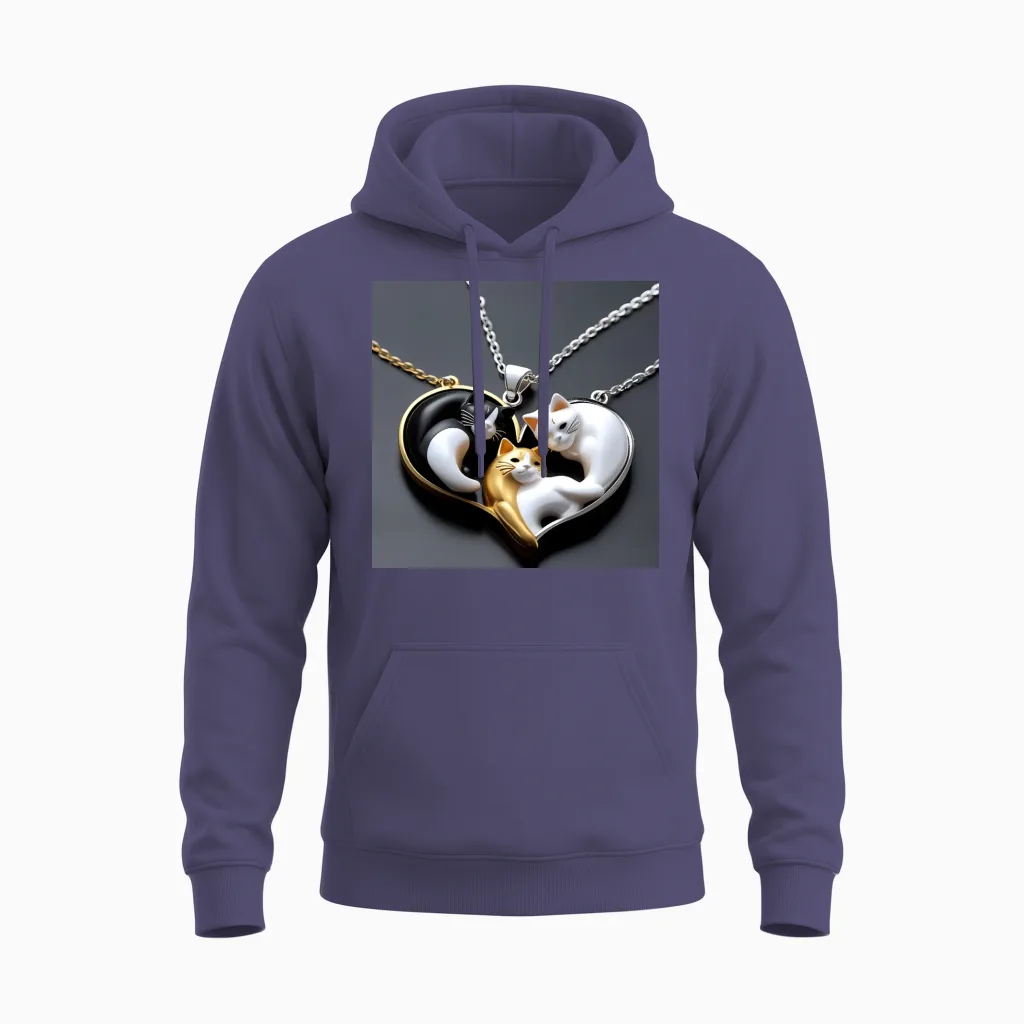 Pendentif Chat En Argent Chat Unisex Hoodie in Heather Sport Dark Navy