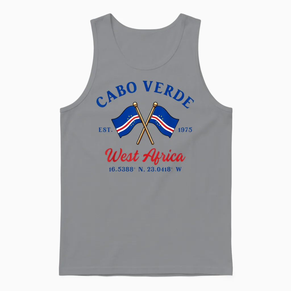 Cabo Verde Cabo Verde Wurzelkreuz Flagge Unisex Tank Top in Sport Grey