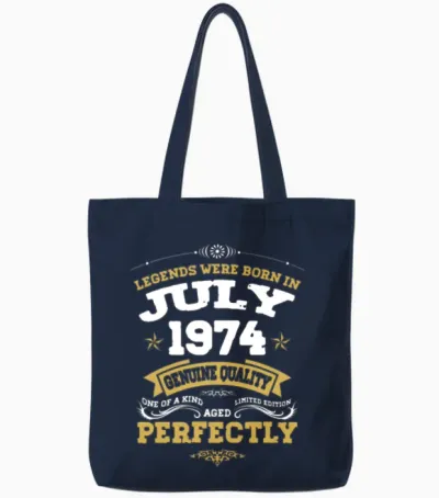 Vintage Aged to Perfection July 1974 Tote Bags - Navy