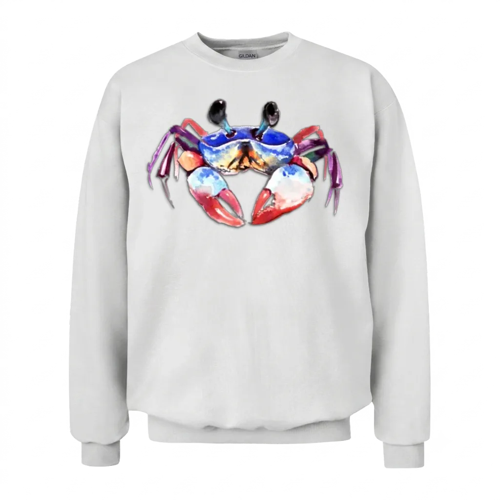 Crab Water Painting Unisex Sweatshirt - White