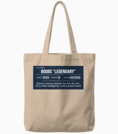 Boobs Legendary Funny Tote Bags - Natural