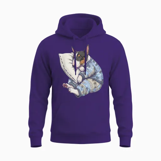 Funny Bull Terrier Sleeping Pyjamas Men Women Unisex Hoodie - Purple