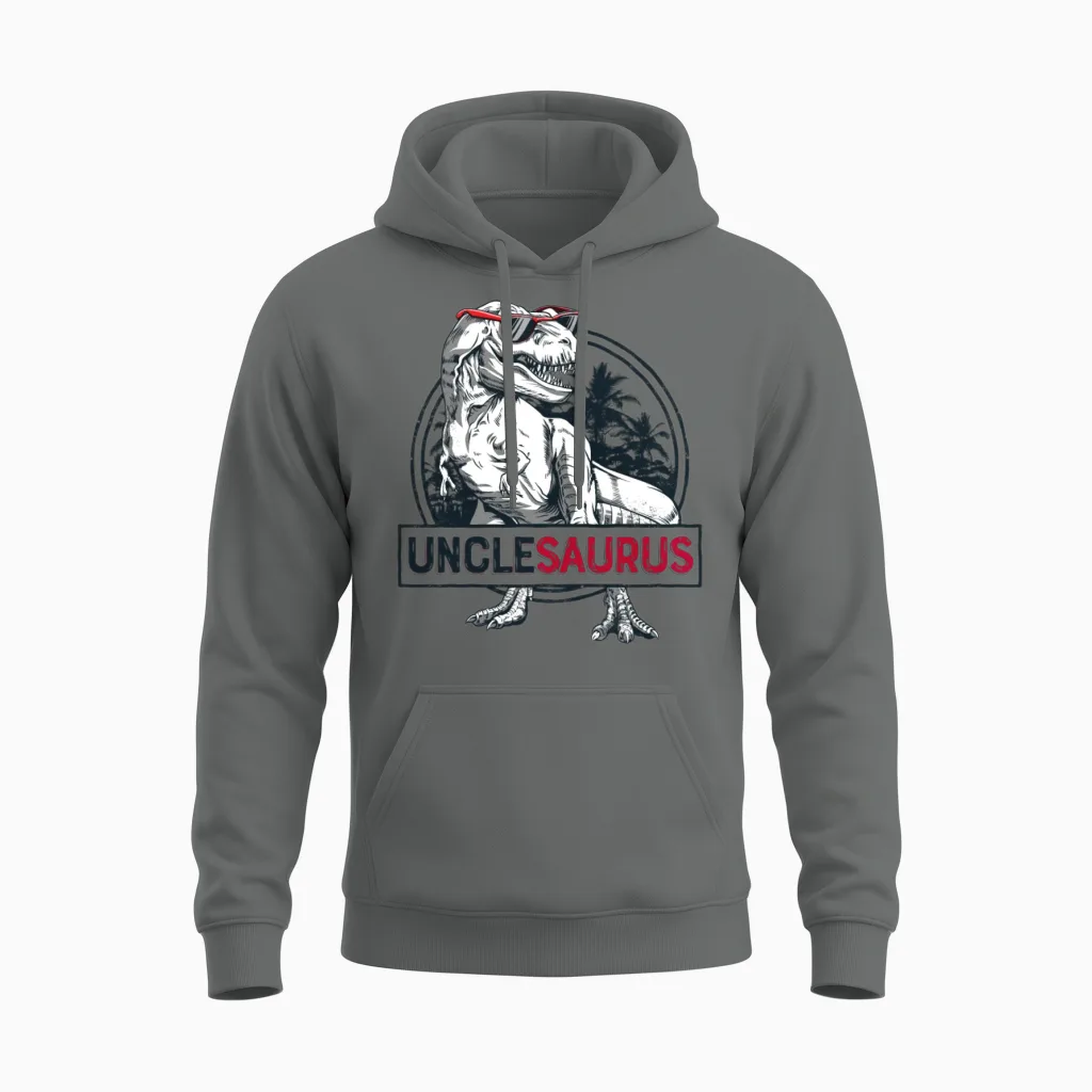 Unclesaurus T Shirt T Rex Uncle Saurus Dinosaur Unisex Hoodie in Graphite Heather