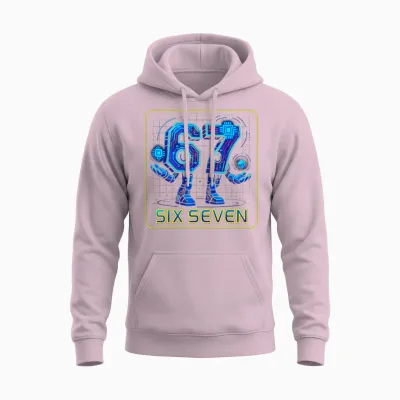 67 Cyber Robots - Six Seven 6—7 Slang-Meme Für Jungen Und Teenager Unisex Hoodie - Light Pink