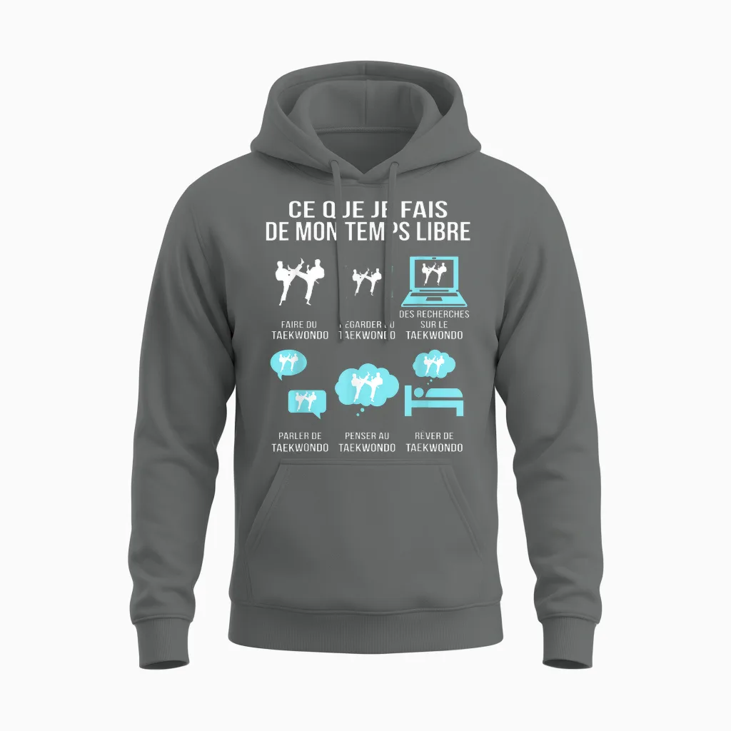 What I Do from My Free Time Taekwondo Humor Gift Unisex Hoodie in Graphite Heather