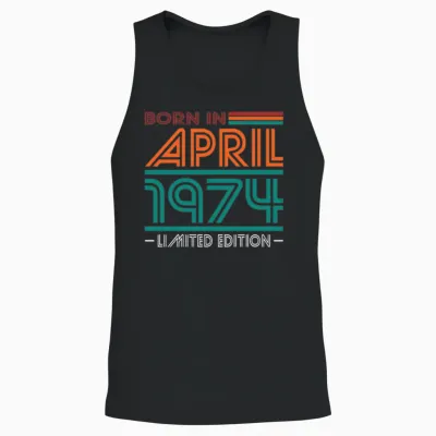 50th Birthday Vintage April 1974 Born in 1974 Unisex Tank Top - Black