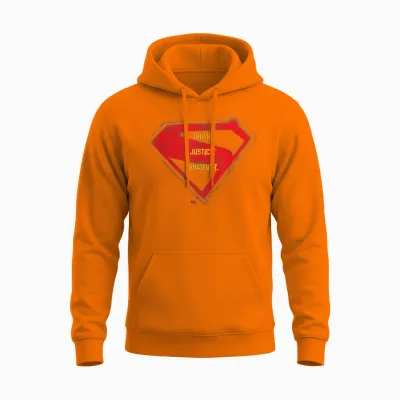 Supergirl 2026 Truth, Justice, Whatever Over Logo Unisex Hoodie - Safety Orange