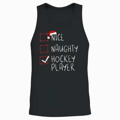 Nice Naughty Hockey Player List Christmas Santa Claus Unisex Tank Top - Black