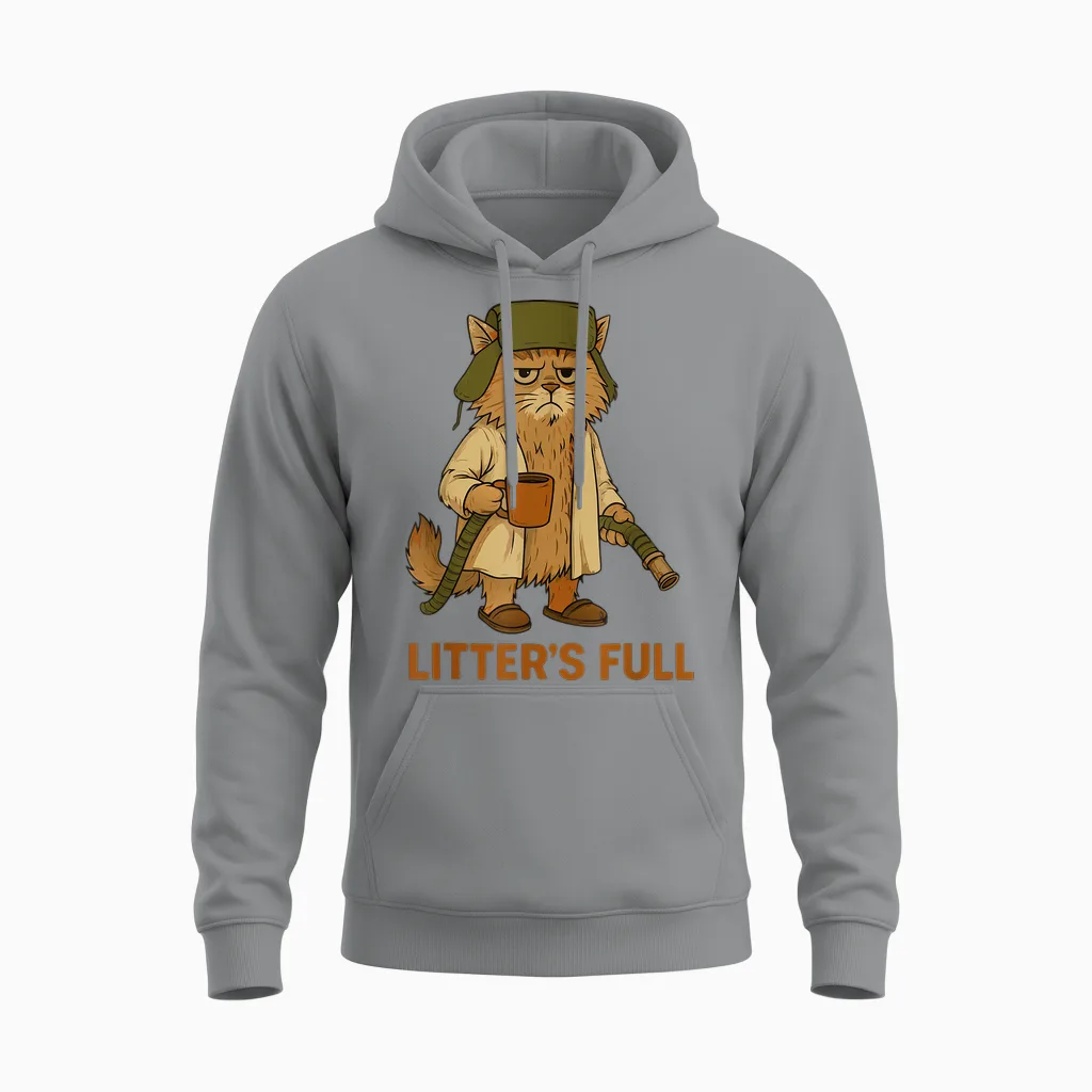 Litter’s Full Funny Cat Lovers Christmas Xmas Unisex Hoodie in Sport Grey