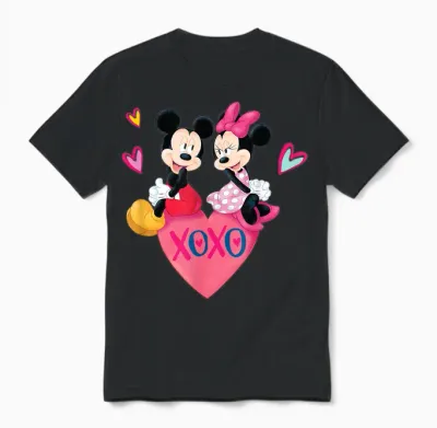 Disney Mickey Mouse and Minnie Xoxo Valentine's Day Unisex T-Shirt - Black