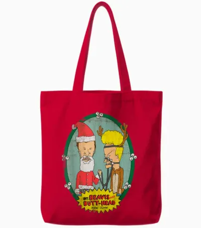 Beavis and Butt-Head Santa Reindeer Christmas Tote Bags - Red