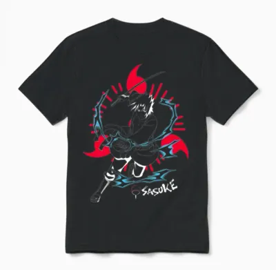 Naruto Shippuden Sasuke Inversé Avec Sharingan Anime T-Shirt Haut De Gamme Unisex T-Shirt - Black