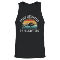 Easily Distracted by Helicopters Funny Helicopter Unisex Tank Top - Black – 2