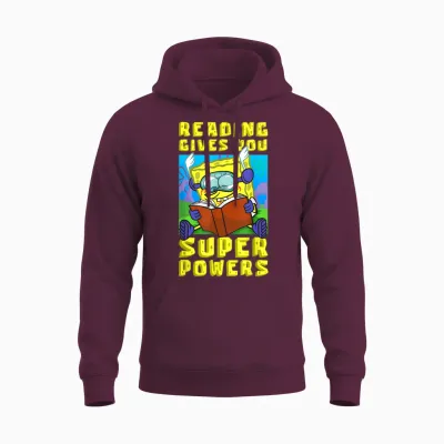 Mademark X Spongebob Squarepants - Spongebob Reading Gives You Super Powers Book Stories Reader Unisex Hoodie - Maroon