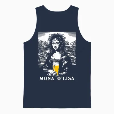 Bière Drôle Irlandaise Mona Lisa Hangover Beer Lover Unisex Tank Top - Navy