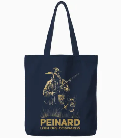 Funny Hunting Peinard Away from S Humor Hunter T-Shirt, Black, S Tote Bags - Navy