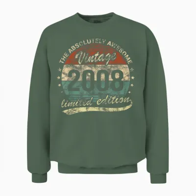18th Birthday 2008 the Absolutely Awesome Vintage Boy Girl Unisex Sweatshirt - Military Green