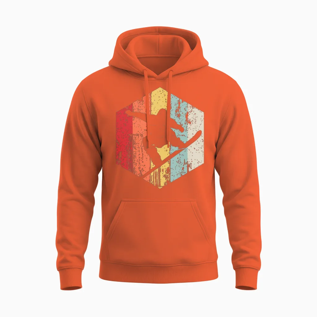 Snowboarding Retro Style Snowboarder Unisex Hoodie - Orange