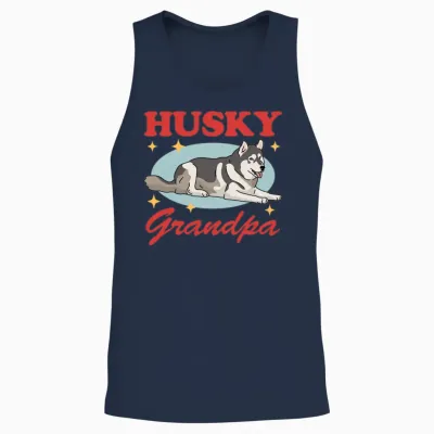 Husky Grandpa Dog Owner Siberian Husky Unisex Tank Top - Navy