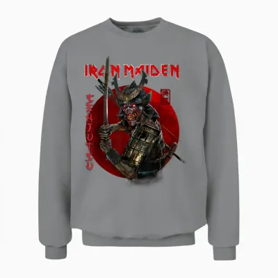 Iron Maiden Circle Red Senjutsu Eddie Unisex Sweatshirt - Sport Grey