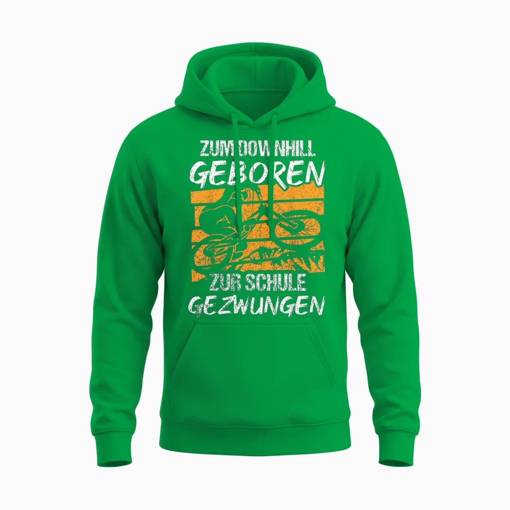 Downhill Geboren - Fahrrad Spruch Mountainbike Unisex Hoodie in Irish Green