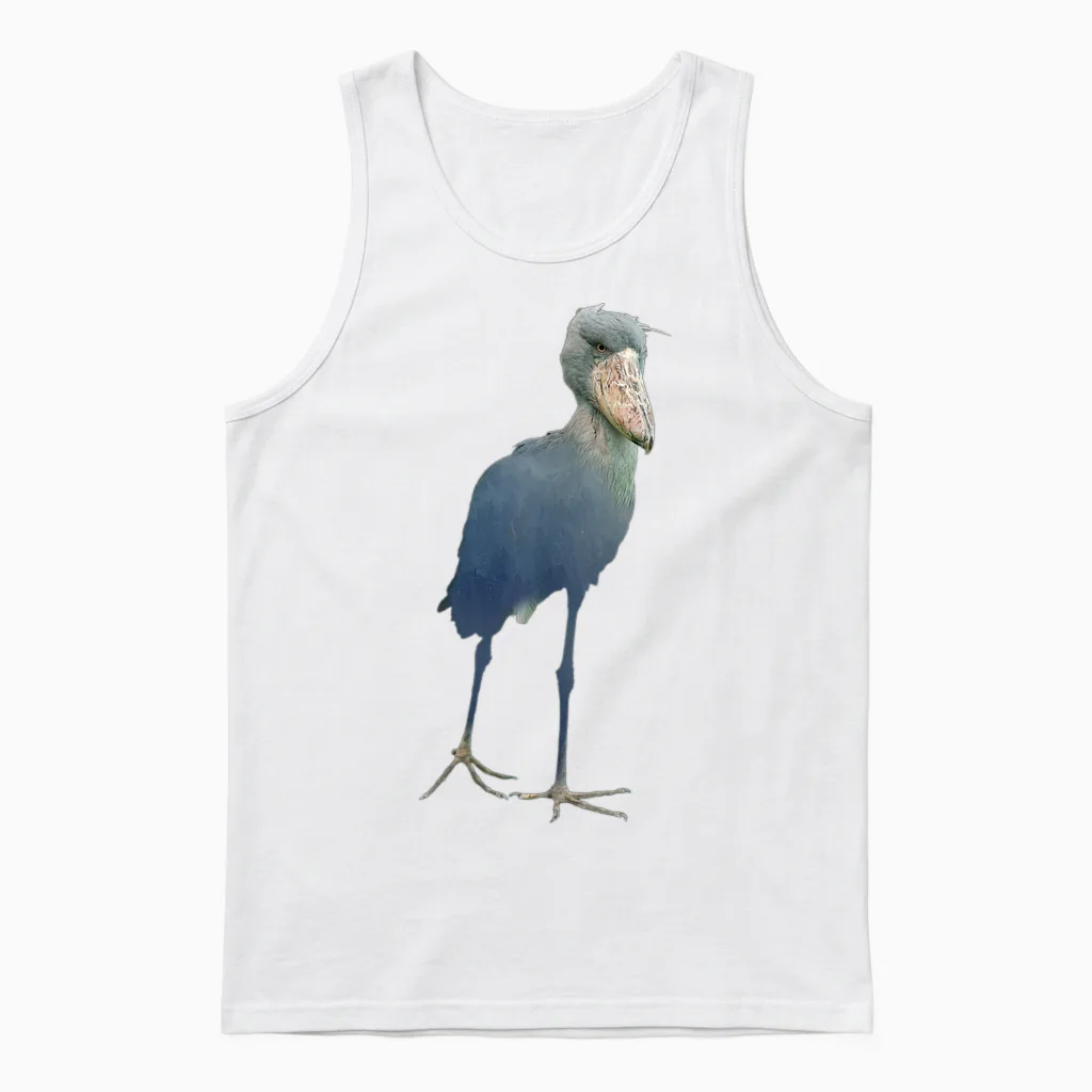 Schuhschnabel Abu Markub Bird Funny T-Shirt, Black Unisex Tank Top in White