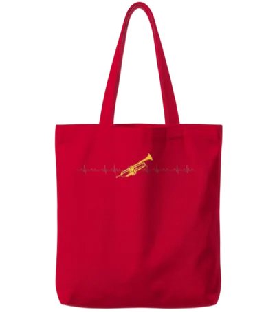 Trumpet - Trumpet Heartbeat Tote Bags - Red