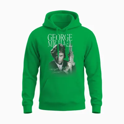 Retro Icon George Michael T-Shirt, Black, S Unisex Hoodie - Irish Green