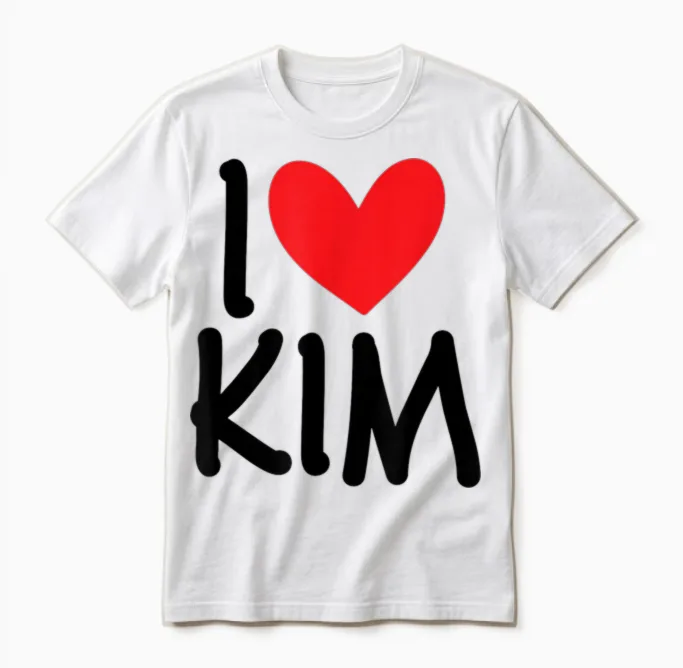 I Love Kim Personalised Name Girl Woman Bff Friend Heart Unisex T-Shirt in White