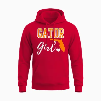 Gator Girl Florida Heart Map Shape Souvenir Gift for Women Unisex Hoodie - Red