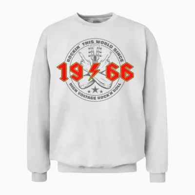 Rock'n'roll 1966 High Voltage Retro Music Birthday Unisex Sweatshirt - White