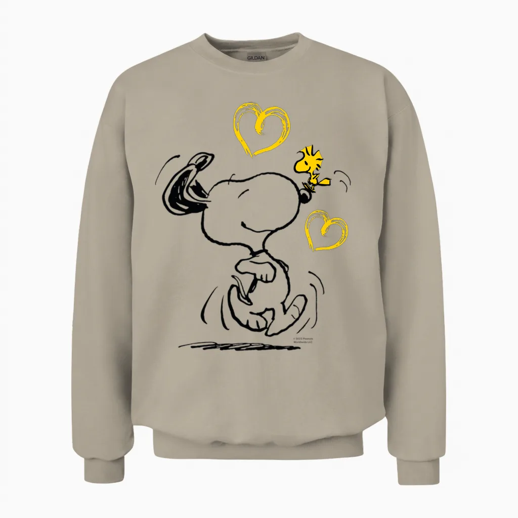 Peanuts - Snoopy Woodstock Ich Laufe Zu Dir Langarmshirt Unisex Sweatshirt in Sand