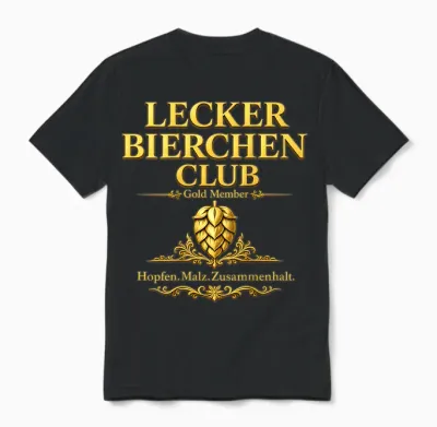 Lecker Bierchen Club Gold Member - Hopfen Malz Zusammenhalt Unisex T-Shirt - Black