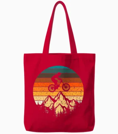 Mountainbike Downhill Retro Vintage Tote Bags - Red