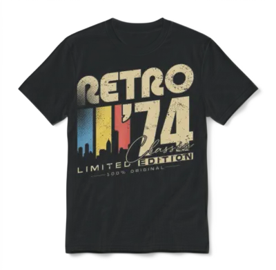 Retro 1974 Classic Jahrgang Geburtstag Geschenk Unisex T-Shirt - Black