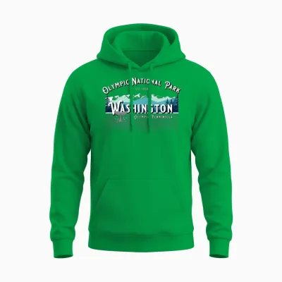 Olympic National Park Washington Hiking Camping Unisex Hoodie - Irish Green