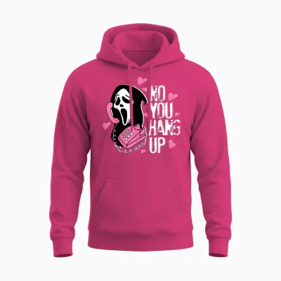 No You Hang Up Funny Ghost Calling Horror Halloween Pink Unisex Hoodie - Heliconia