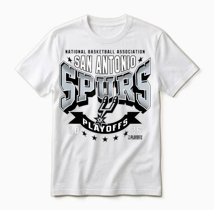 Nba Officiel 2026 Playoffs San Antonio Spurs Next Unisex T-Shirt in White