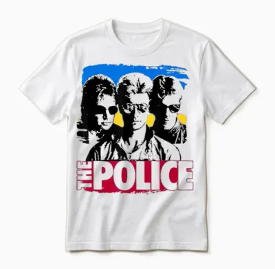 Officiel the Police Sunglasses Artwork Unisex T-Shirt - White