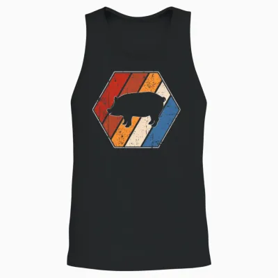 Pig Retro Unisex Tank Top - Black