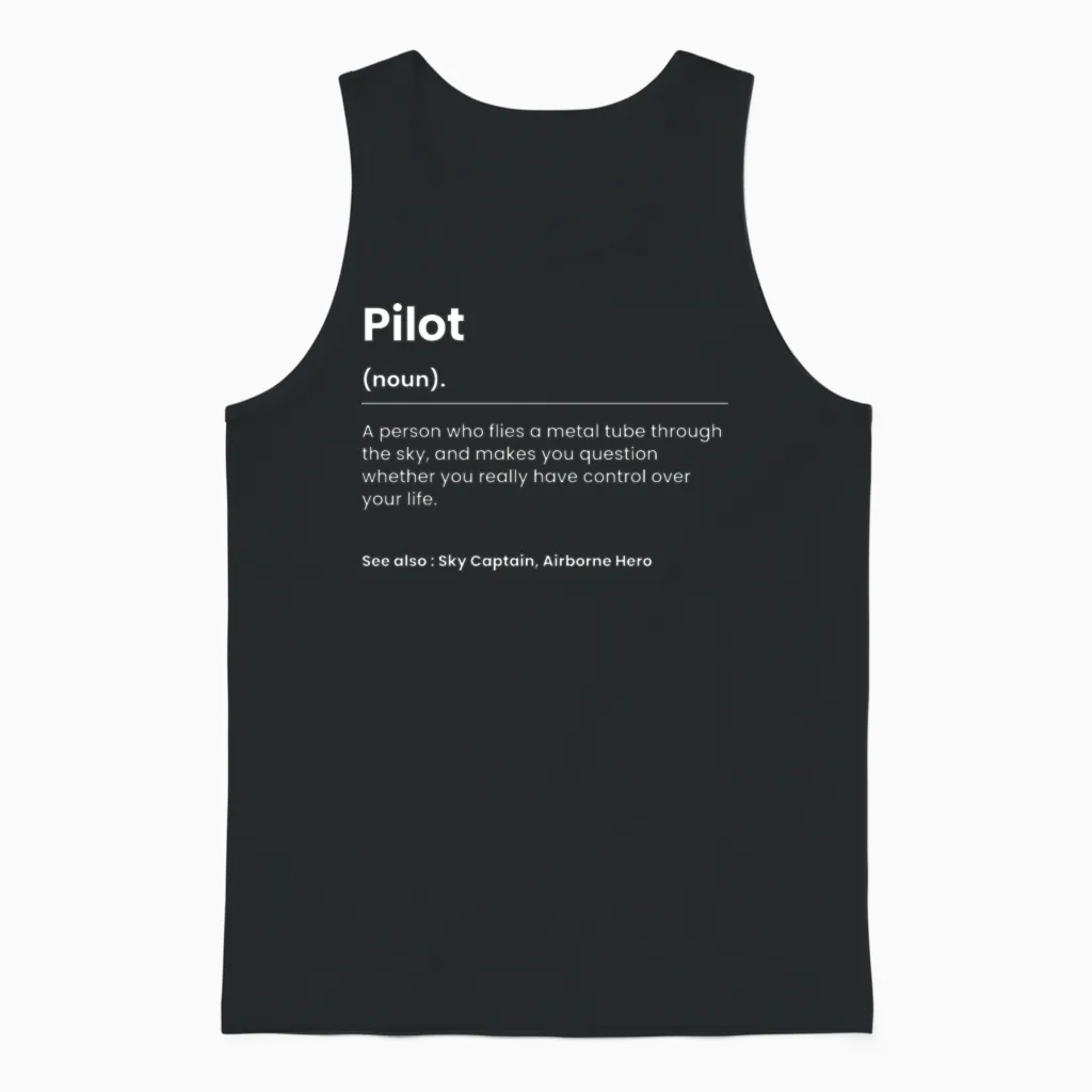 Funny Pilot Unisex Tank Top in Black