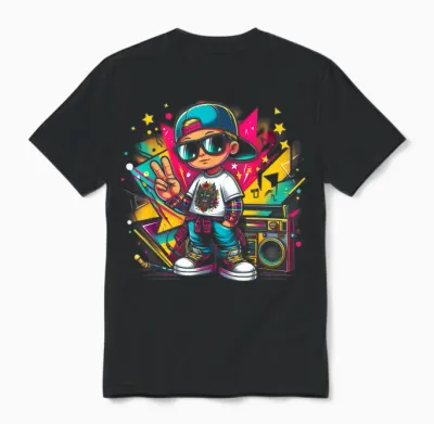 Hip Hop Guy Graffiti Künstler Streetwear Rap Breakdance Mode Unisex T-Shirt - Black