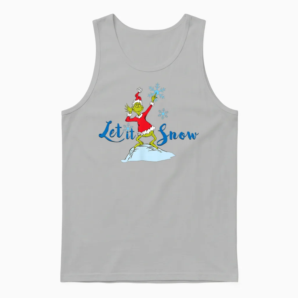 Dr. Seuss Grinch Let It Snow Unisex Tank Top in Ash