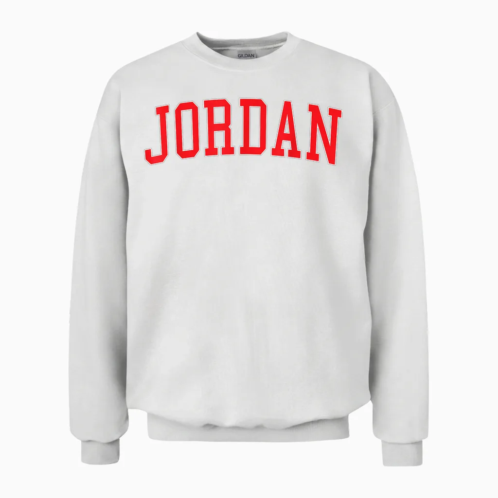 Jordan Red Varsity Unisex Sweatshirt in White