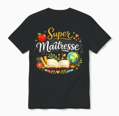 Cadeau Super Maîtresse D'école Fin D'année Drole Enseignante Unisex T-Shirt - Black