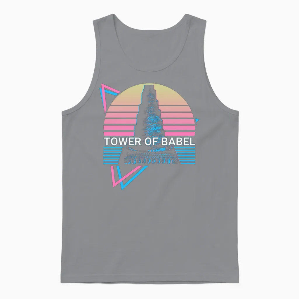 Tower of Babel Retro Unisex Tank Top in Sport Grey
