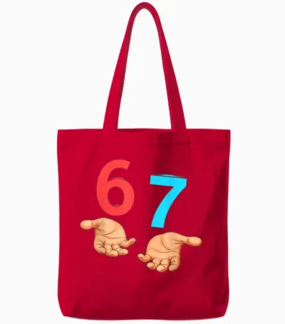 67 Six Seven 6 7 Kids 67 Teens Boys 6-7 Meme Hands 67 Funny Tote Bags - Red