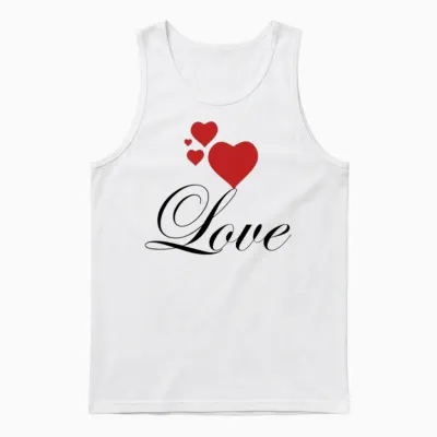 Love with Hearts. Unisex Tank Top - White